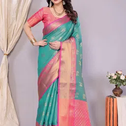 SILKWEAR Ethnic Motifs Woven Design Zari Banarasi Saree-picture-40