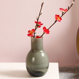 TAYHAA Grey Solid Thick Glass Flower Vase-20