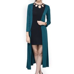 SCORPIUS Teal Solid Open Front Shrug-54