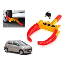 Auto Pearl Adjustable Anti Theft Yellow, Red Wheel Clamp Lock Compatible with Santro Asta-image-2