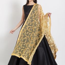 Dupatta Bazaar Gold-Toned Embroidered Dupatta-11