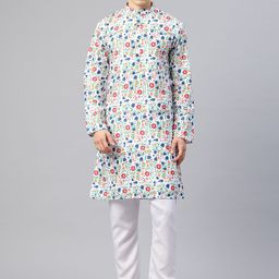 Luxrio Men Floral Printed Mandarin Collar Kurta-image-44