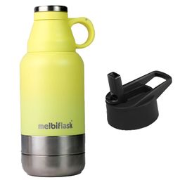 MELBIFY Yellow & Silver-Toned Single Thermosteel Colourblocked Water Bottle-image-11