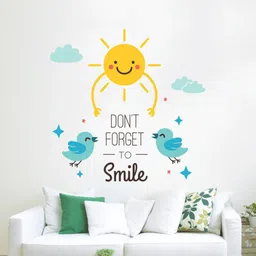 rawpockets Yellow & Green Don't Forget To Smile Wall Sticker-image-0