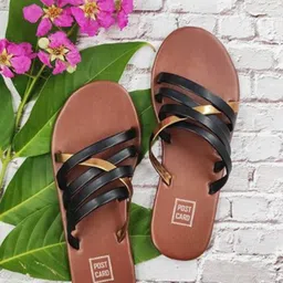 POSTCARD Women Brown Solid Open Toe Flats-98
