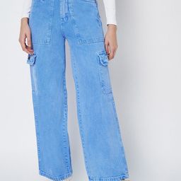 VRONE Women Comfort Straight Fit Mid-Rise Clean Look Cargo Styles Cotton Stretchable Jeans-image-56