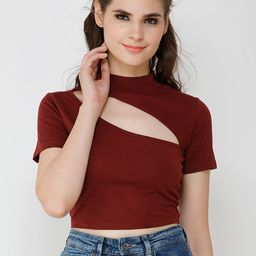 Cation Women Maroon Solid Fitted Crop Top-image-13