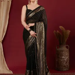 HERE&NOW Woven Design Zari Pure Georgette Tussar Saree-picture-15