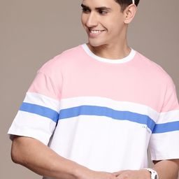 WROGN Colourblocked Drop-Shoulder Pure Cotton Oversized T-shirt-picture-9