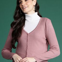 DressBerry Pure Acrylic Ribbed Cardigan-30