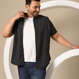 Sztori Plus Size Self Design Pure Cotton Regular Fit Shirt-18