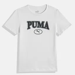 Puma Boys Brand Logo Printed Pure Cotton Squad T-shirt-image-36