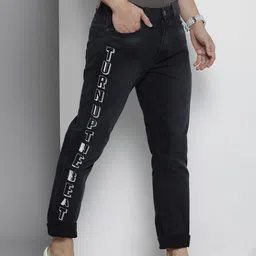 The Indian Garage Co Men Navy Blue Slim Fit Cropped Stretchable Jeans-picture-25