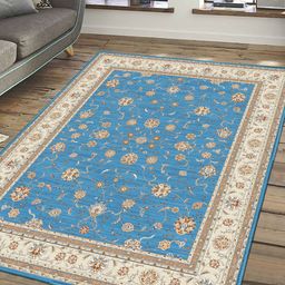 Status Blue & Beige Ice Silk Velvet Touch Persian Hand-Tufted Carpet-53