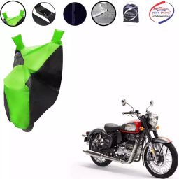 Auto Pearl Waterproof Two Wheeler Cover For Royal Enfield Classic 350 (Green & Black)-image-72