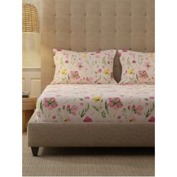 Urban Space Meadows Rose Pink Cotton Bedsheet with 2 Pillow Covers (King)-picture-49