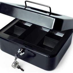 Delzon 8 Inch Petty Cash Box with Combination number Lock and Removable 5 Section Coin Tray Perfect Secure Storage for Loose Change (Black) image 5