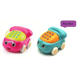 VWorld Friction Powered Musical Telephone Car Toy Pack of 2 - Multicolour-11