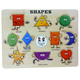 ENJUNIOR BOX - Wooden Shapes Puzzle without Knobs Educational and Learning Toy for Kids-12
