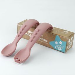 Starkiddo Baby Silicone Soft Spoon and Fork Set - Rose Pink-12