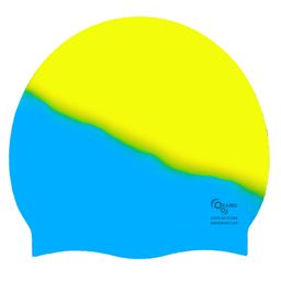 KARBD Silicone Universal Size Swimming Cap - Multicolor Yellow Blue-1