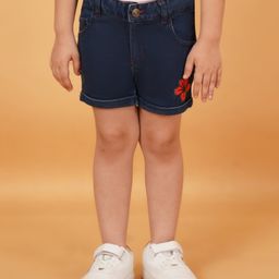Creative Kids Above Knee Length Floral Printed Denim Shorts - Dark Blue-picture-18