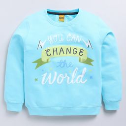 Kidcity Full Sleeves Typography Printed Sweatshirt - Light Firozi Blue-image-36