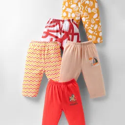 OHMS Single Jersey Knit Full Length Lounge Pants with Animal & Yatch Print Pack of 5 - Yellow Red & Peach-picture-26