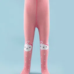 Cute Walk by Babyhug Knit Antibacterial Footed Tights with Bunny Design - Pink-picture-24