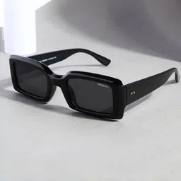 SUNGLASSIC Unisex Black Rectangle Sunglasses with Polarized Lens Victoria.-47