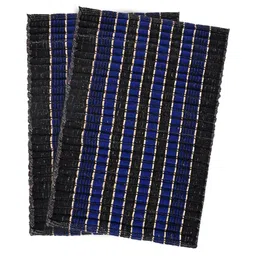 Aura Blue & Black 2 Pieces Textured Cotton Rectangle Doormats-image-55