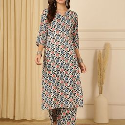 Anouk Rustic Women Floral Printed Regular Pure Cotton Kurta with Palazzos-picture-44