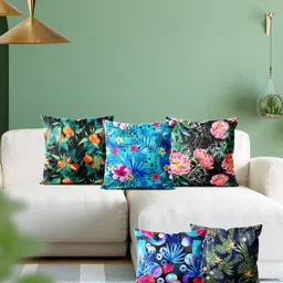 ArtzFolio Multicoloured Set of 5 Velvet Square Cushion Covers-image-53