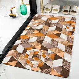 IVAZA 550 GSM Camel Brown Anti Slip Bathroom Mat-18