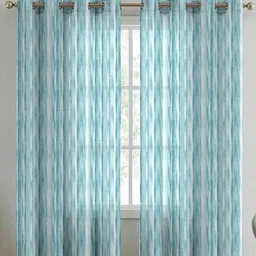 Aura Blue & White 2 Pieces Abstract Printed Linen Door Curtains-image-41