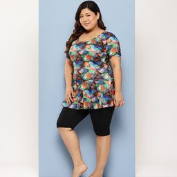 Aarika Plus Size Abstract Printed Swimming Dress image 5
