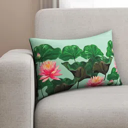 SEJ by Nisha Gupta Green Single Floral Rectangle Cushion Covers-33