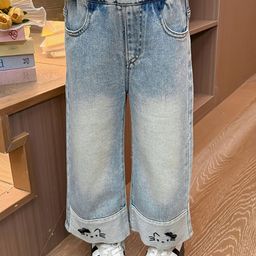 LULU & SKY Girls Wide Leg High-Rise Light Fade Jeans-picture-32