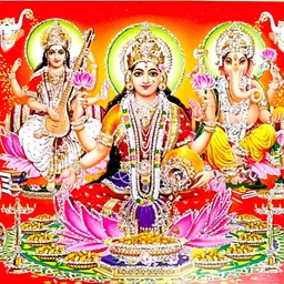 SUNINOW Gold-Toned & Yellow Laxmi Ganesh Sarsawti Religious Wooden Photo Frame-image-37