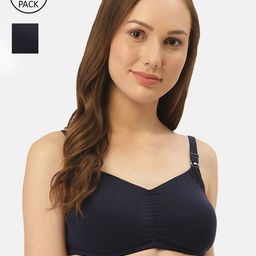 Inner Sense Pack Of 2 Navy Blue Solid Non-Wired Sustainable Maternity Bra IMBC001B_1B-18