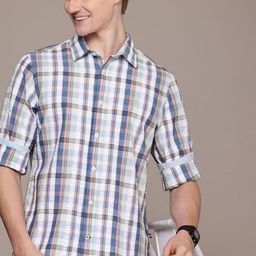 Nautica Pure Cotton Classic Fit Opaque Checked Casual Shirt-image-50