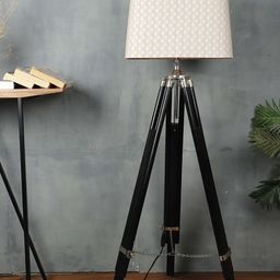 Grated Ginger Beige & White Geometric Printed Frustum Lamp Shade-24