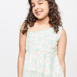 Global Desi White Floral Print Top-16