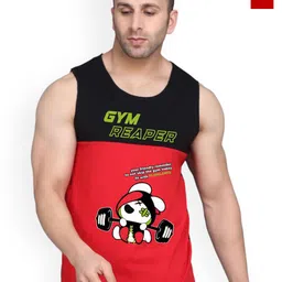 SLOWLORIS Pack Of 2 Printed Combed Cotton Gym Vests-picture-17