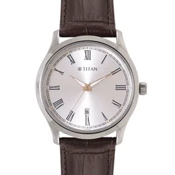Titan Men Leather Analogue Watch 1823SL02-Silver-Toned-image-54