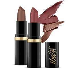 Iba Set Of 2 Pure Lips Long Lasting Lipstick - 4 g Each - Brown Sugar A38-Iced Mocha A42-49