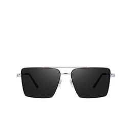 SPADEACES Unisex Black Lens & Silver-Toned Square Sunglasses With UV Protected Lens-picture-1