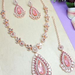 Anouk Rose Gold-Plated Artificial Stone Studded JewellerySet-image-27