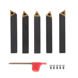 Findmall 5 Pcs Lathe Tools Insert Bits with TCMT110204 Carbide Inserts Size 3/8 inch (9.5 mm) for Turning, Cutting, Facing, Boring, And Chamfering, PH-2QCC-2U6B-24