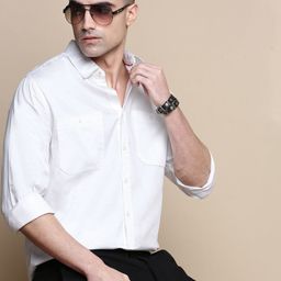 INVICTUS Men Sport Spread Collar Solid Cotton Slim Fit Casual Shirt-picture-9